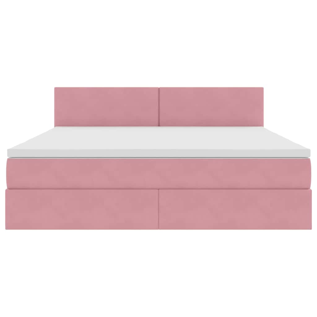 Aufbewahrungsbett mit Matratze Rosa 180 x 200 cm Samt