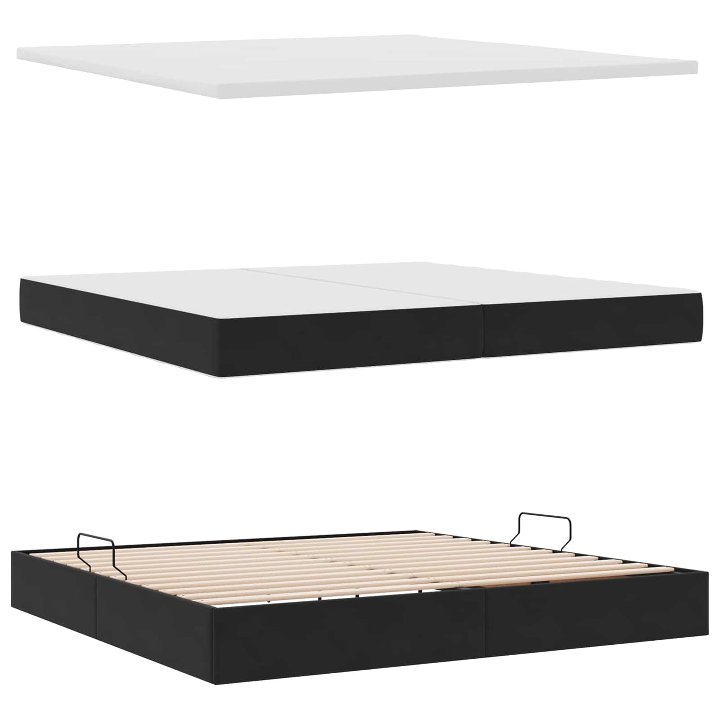 Aufbewahrungsbett mit Matratze Schwarz 200 x 200 cm Samt