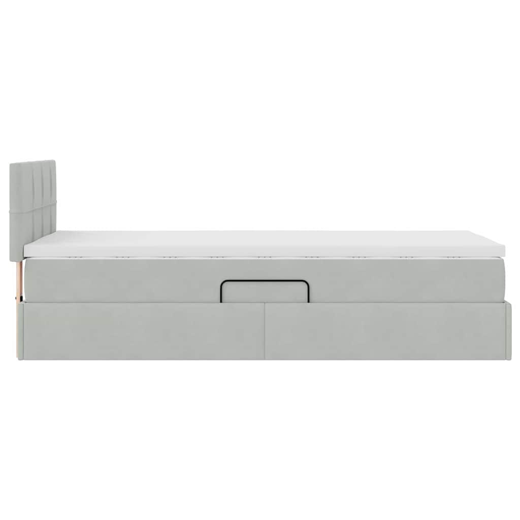vidaXL Aufbewahrungsbett mit Matratze Hellgrau 90 x 190 cm Samt