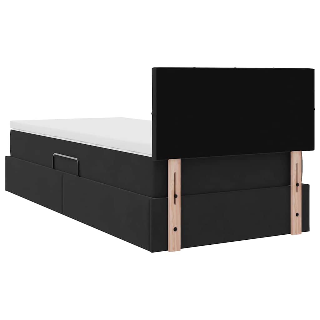 Aufbewahrungsbett mit Matratze Schwarz 90 x 190 cm Samt