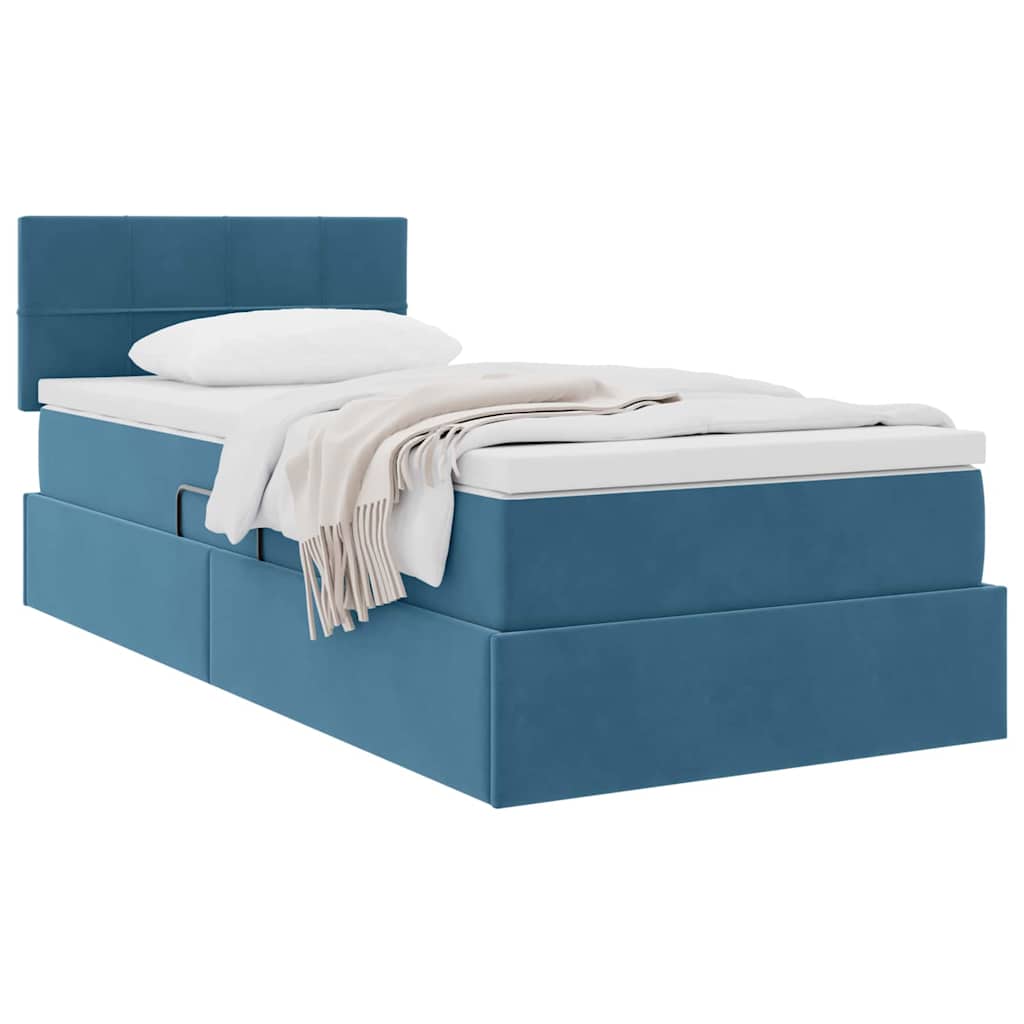 vidaXL Aufbewahrungsbett mit Matratze Dunkelblau 90 x 190 cm Samt