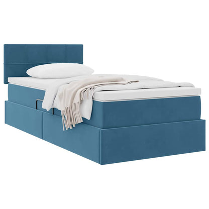 vidaXL Aufbewahrungsbett mit Matratze Dunkelblau 90 x 190 cm Samt