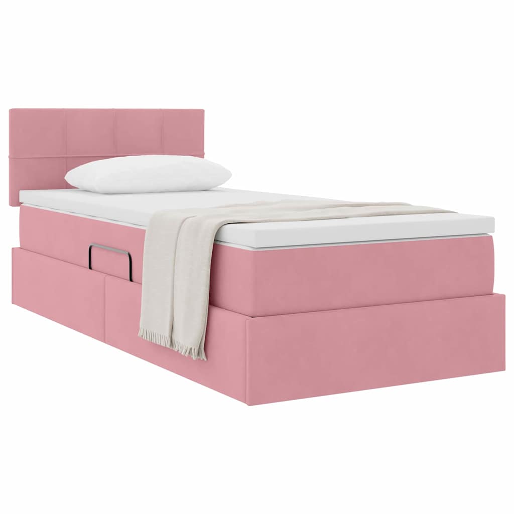 vidaXL Aufbewahrungsbett mit Matratze Rosa 90 x 190 cm Samt