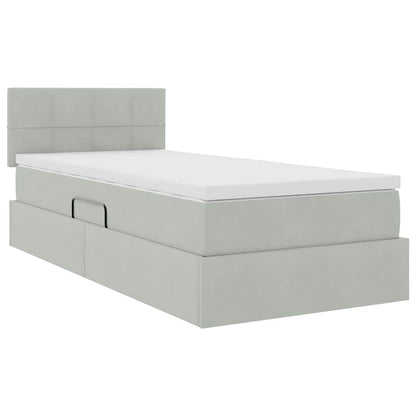 vidaXL Aufbewahrungsbett mit Matratze Hellgrau 100 x 200 cm Samt