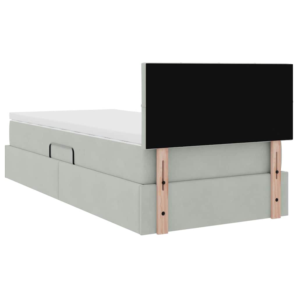 vidaXL Aufbewahrungsbett mit Matratze Hellgrau 100 x 200 cm Samt