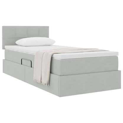 vidaXL Aufbewahrungsbett mit Matratze Hellgrau 100 x 200 cm Samt