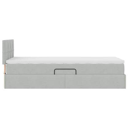 vidaXL Aufbewahrungsbett mit Matratze Hellgrau 100 x 200 cm Samt