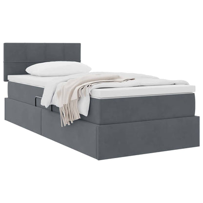vidaXL Aufbewahrungsbett mit Matratze Dunkelgrau 100 x 200 cm Samt