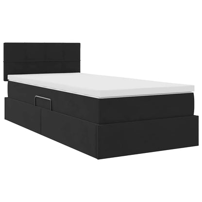 vidaXL Lit de rangement avec matelas Noir 100 x 200 cm Velours