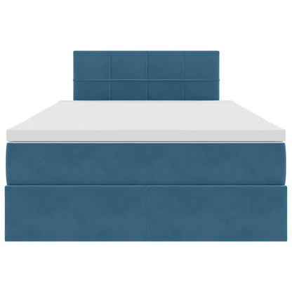 Aufbewahrungsbett mit Matratze Dunkelblau 120 x 200 cm Samt
