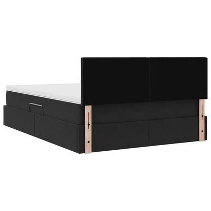 Aufbewahrungsbett mit Matratze Schwarz 140 x 200 cm Samt