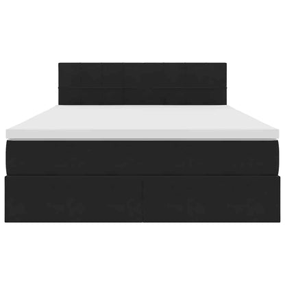 Aufbewahrungsbett mit Matratze Schwarz 140 x 200 cm Samt