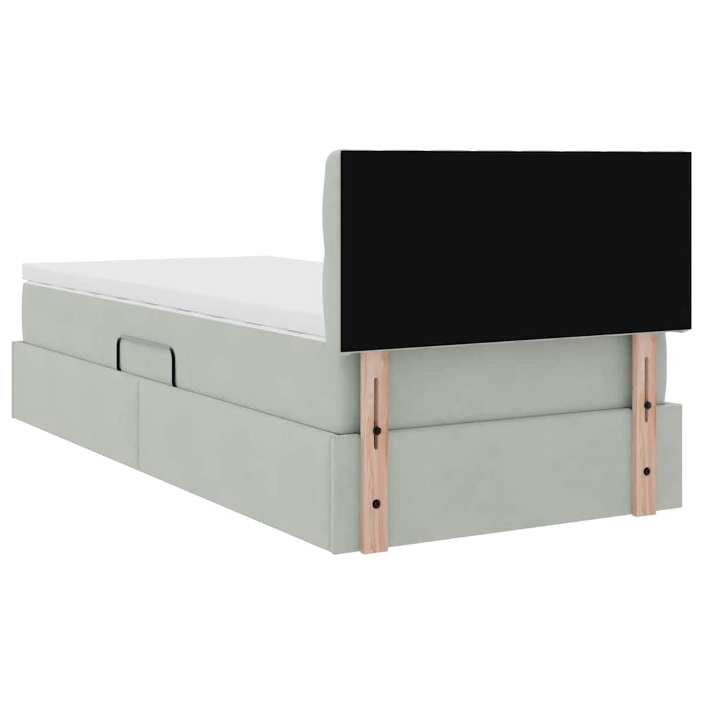 vidaXL Aufbewahrungsbett mit Matratze Hellgrau 90 x 190 cm Samt
