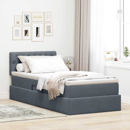 vidaXL Aufbewahrungsbett mit Matratze Dunkelgrau 90 x 190 cm Samt