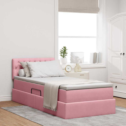 vidaXL Aufbewahrungsbett mit Matratze Rosa 90 x 190 cm Samt