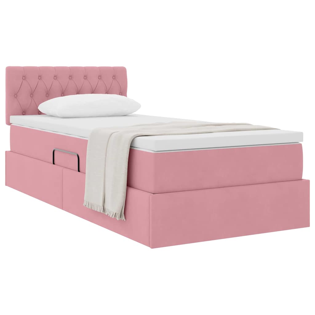 vidaXL Aufbewahrungsbett mit Matratze Rosa 90 x 190 cm Samt