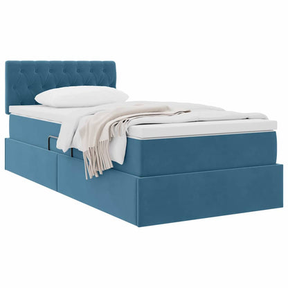 vidaXL Aufbewahrungsbett mit Matratze Dunkelblau 90 x 200 cm Samt