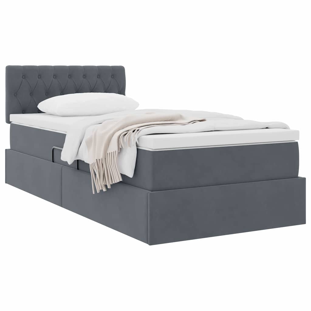 vidaXL Aufbewahrungsbett mit Matratze Dunkelgrau 100 x 200 cm Samt