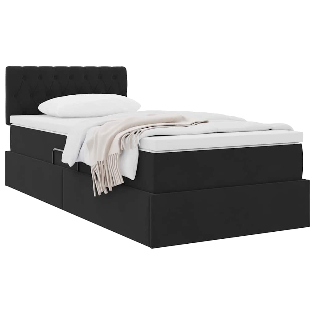 vidaXL Lit de rangement avec matelas Noir 100 x 200 cm Velours
