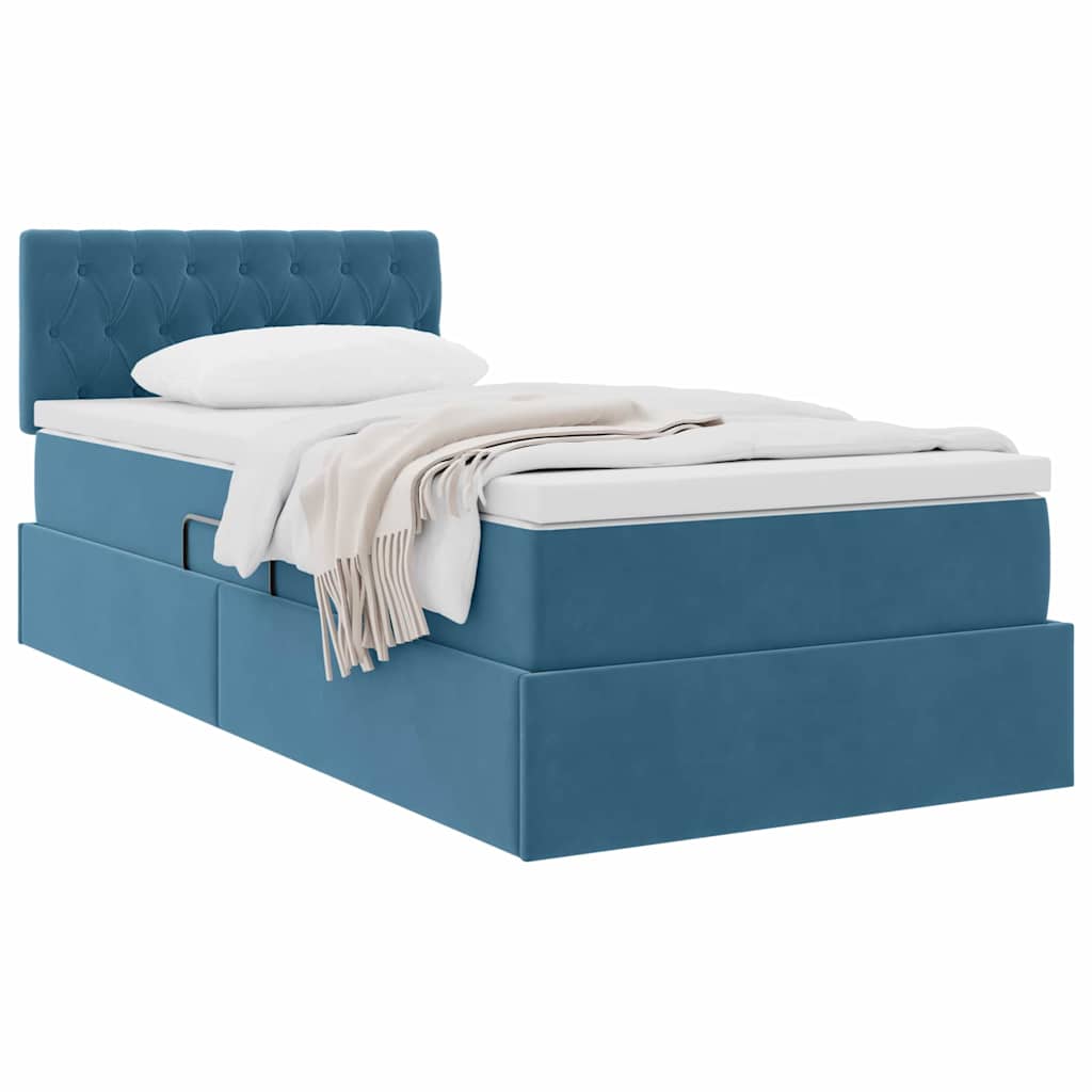 vidaXL Aufbewahrungsbett mit Matratze Dunkelblau 100 x 200 cm Samt