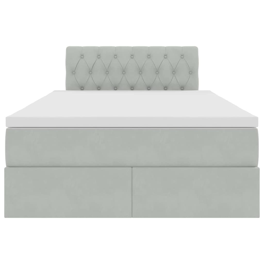 Aufbewahrungsbett mit Matratze Hellgrau 120 x 200 cm Samt