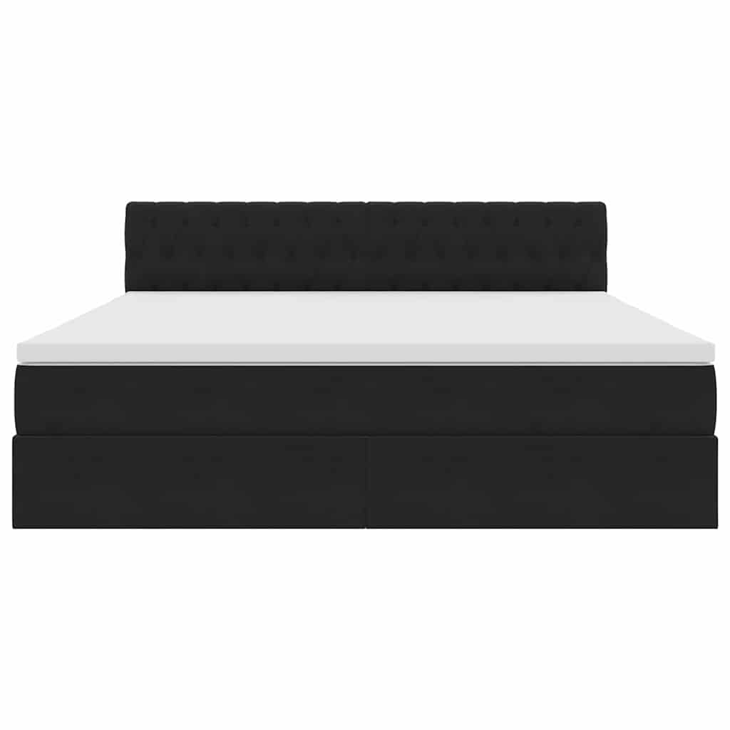 Aufbewahrungsbett mit Matratze Schwarz 180 x 200 cm Samt