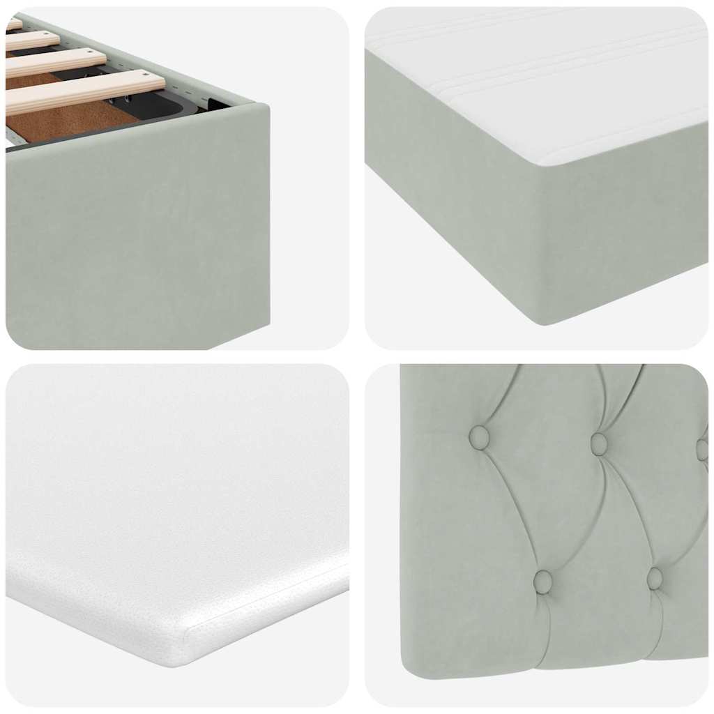 Aufbewahrungsbett mit Matratze Hellgrau 200 x 200 cm Samt