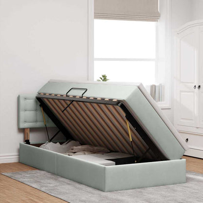 vidaXL Aufbewahrungsbett mit Matratze Hellgrau 90 x 190 cm Samt