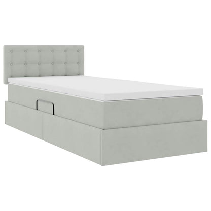 vidaXL Aufbewahrungsbett mit Matratze Hellgrau 90 x 190 cm Samt