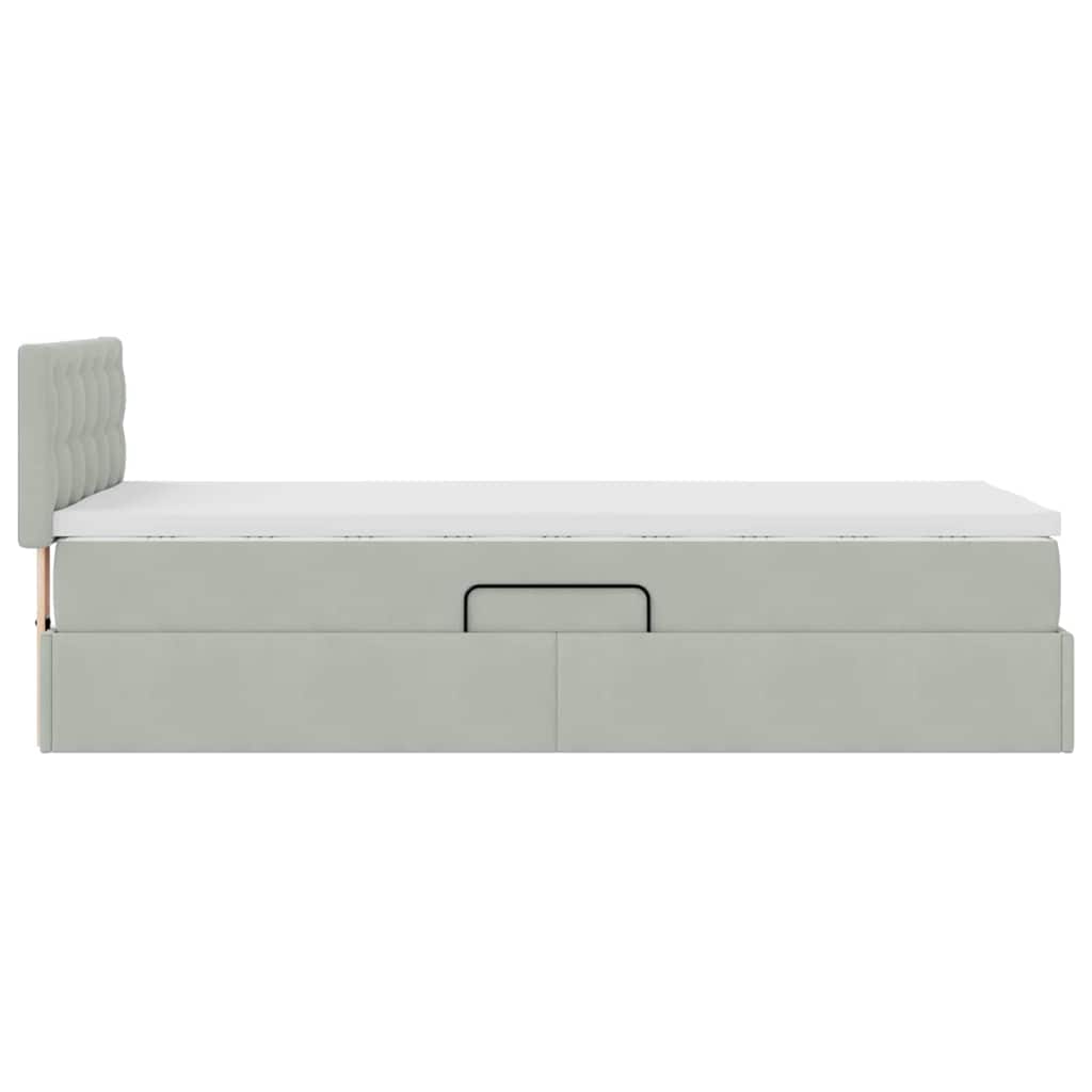 vidaXL Aufbewahrungsbett mit Matratze Hellgrau 90 x 190 cm Samt