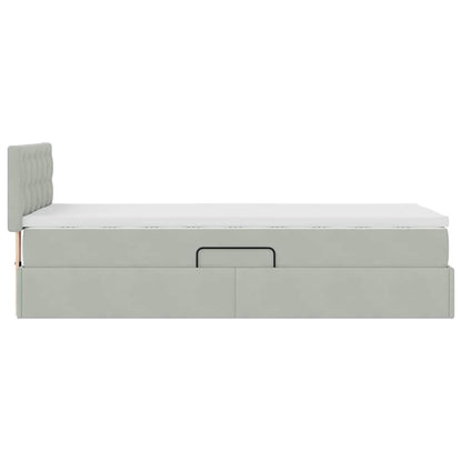 vidaXL Aufbewahrungsbett mit Matratze Hellgrau 90 x 190 cm Samt