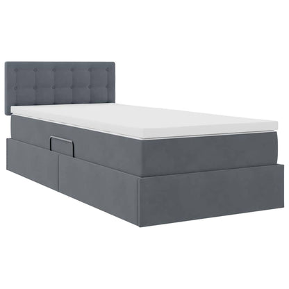 vidaXL Aufbewahrungsbett mit Matratze Dunkelgrau 90 x 190 cm Samt