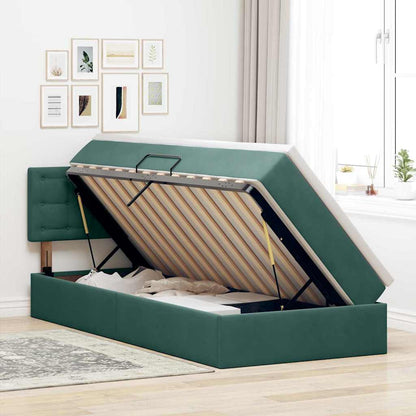 vidaXL Aufbewahrungsbett mit Matratze Dunkelgrün 90 x 190 cm Samt
