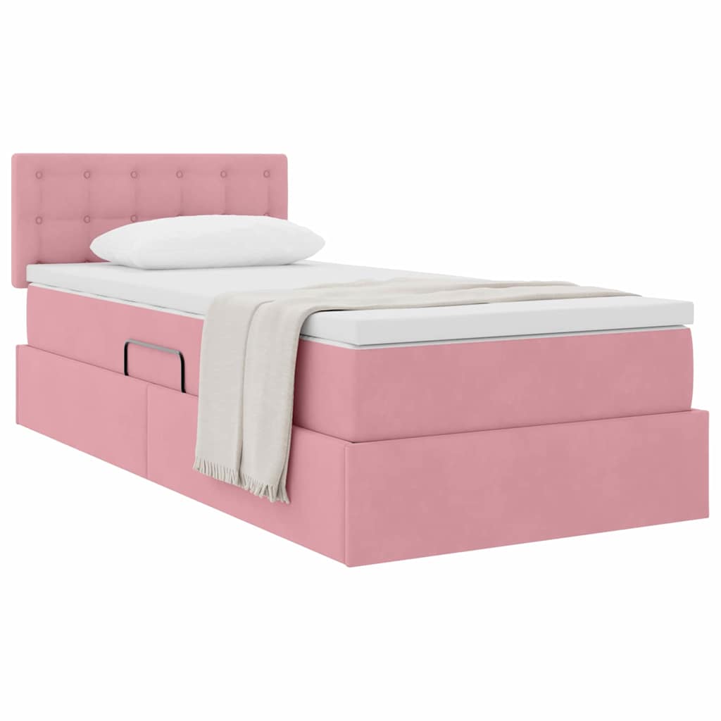 vidaXL Aufbewahrungsbett mit Matratze Rosa 90 x 190 cm Samt