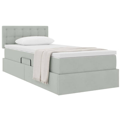 Aufbewahrungsbett mit Matratze Hellgrau 90 x 200 cm Samt