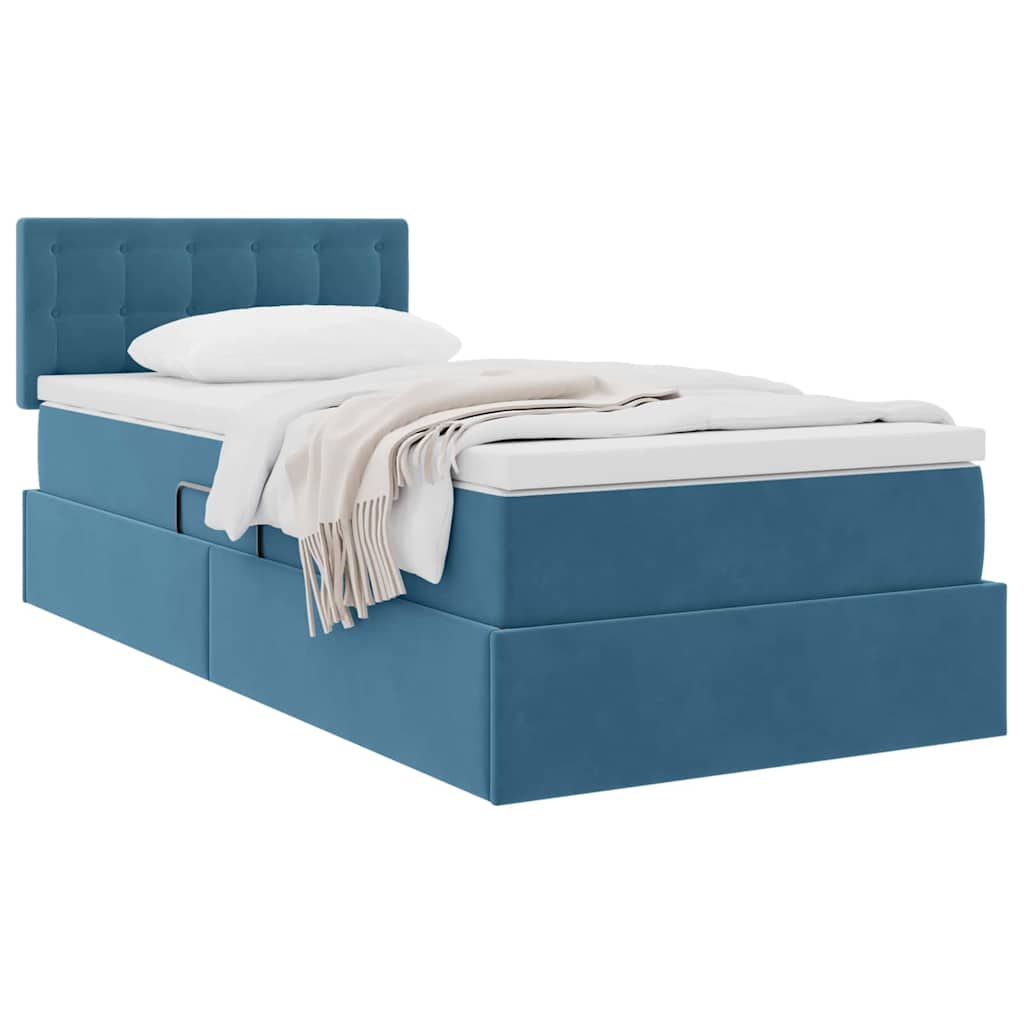 vidaXL Aufbewahrungsbett mit Matratze Dunkelblau 90 x 200 cm Samt