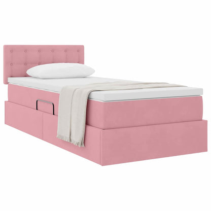 vidaXL Aufbewahrungsbett mit Matratze Rosa 90 x 200 cm Samt
