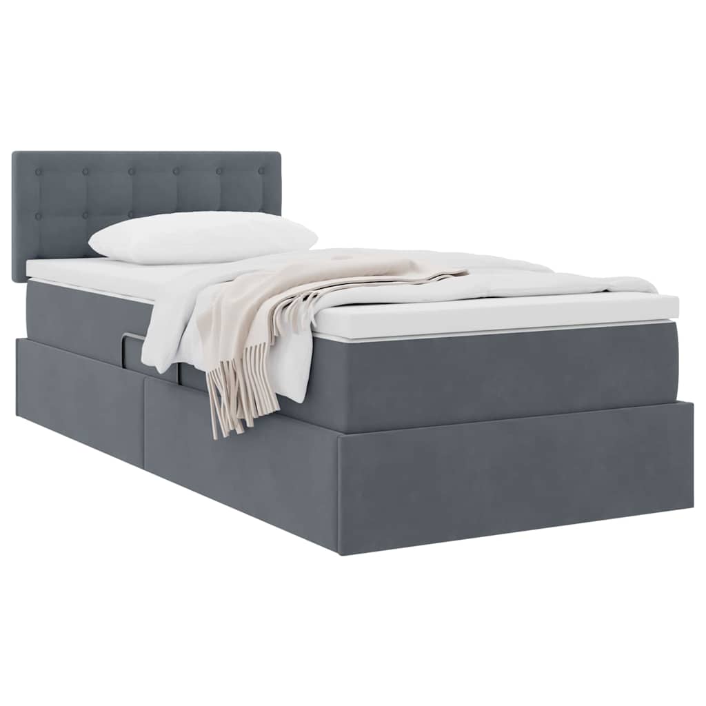 vidaXL Aufbewahrungsbett mit Matratze Dunkelgrau 100 x 200 cm Samt