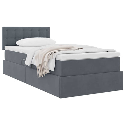 vidaXL Aufbewahrungsbett mit Matratze Dunkelgrau 100 x 200 cm Samt