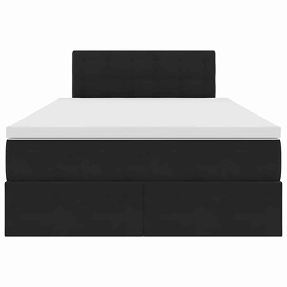 Aufbewahrungsbett mit Matratze Schwarz 120 x 190 cm Samt