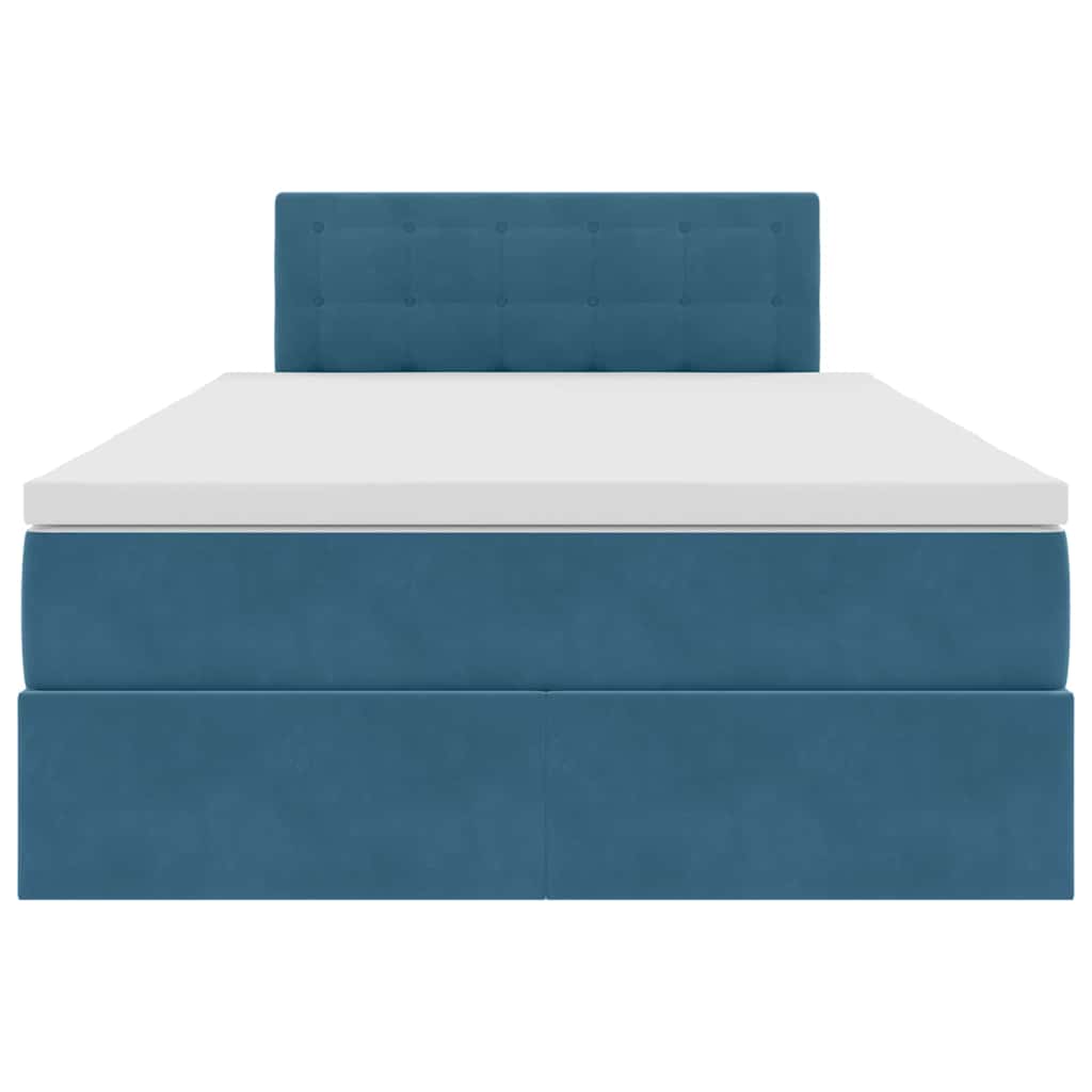 Aufbewahrungsbett mit Matratze Dunkelblau 120 x 200 cm Samt