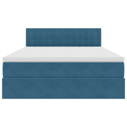Aufbewahrungsbett mit Matratze Dunkelblau 140 x 200 cm Samt