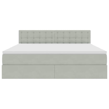 Aufbewahrungsbett mit Matratze Hellgrau 180 x 200 cm Samt