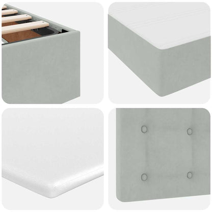 Aufbewahrungsbett mit Matratze Hellgrau 200 x 200 cm Samt