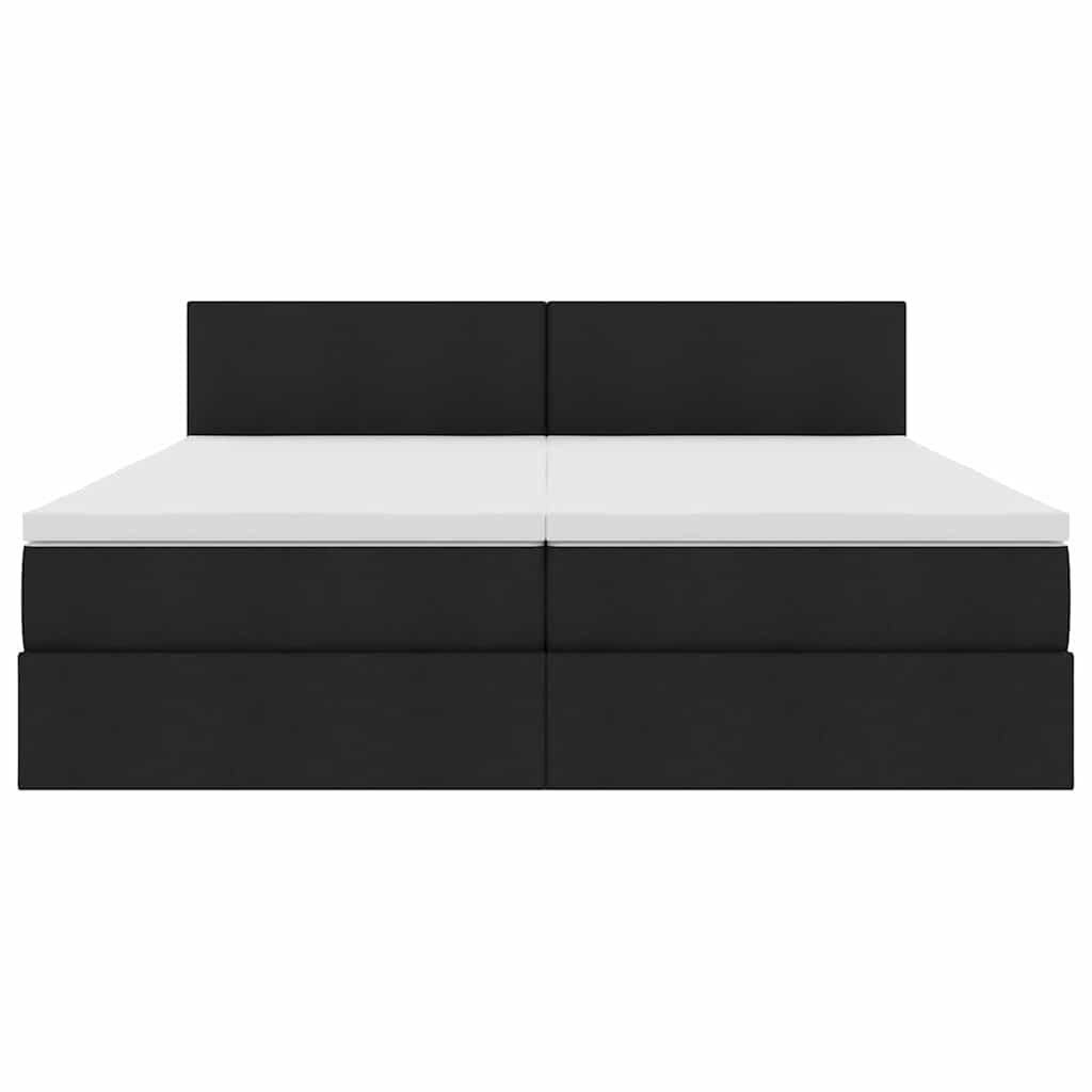Aufbewahrungsbett mit Matratze Schwarz 200 x 200 cm Kunstleder