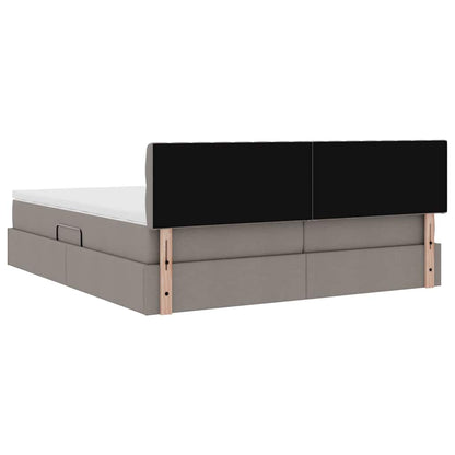 vidaXL Aufbewahrungsbett mit Matratze Taupe 200 x 200 cm Kunstleder