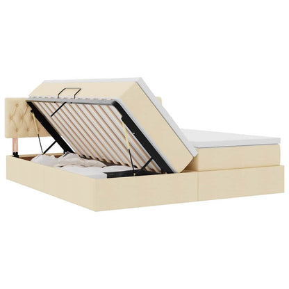 Aufbewahrungsbett mit Matratze Creme 200 x 200 cm Kunstleder