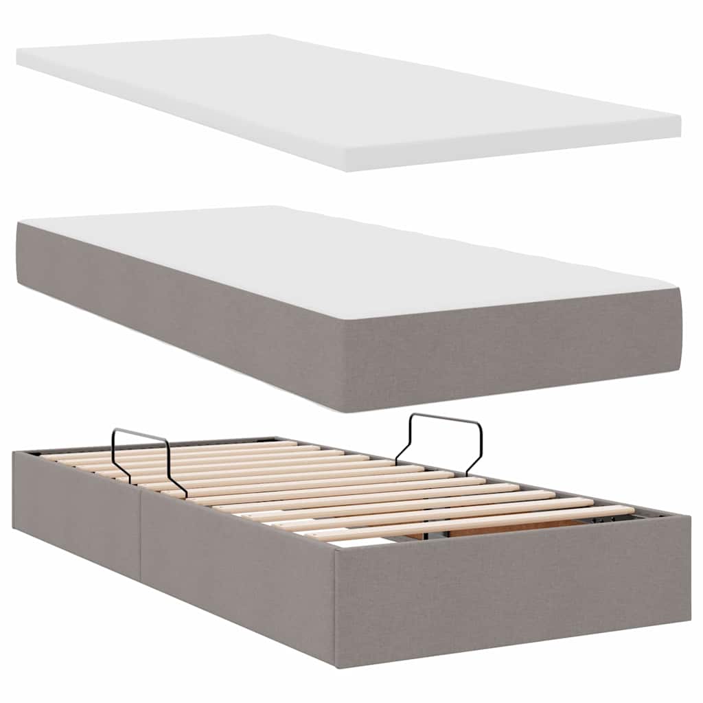 vidaXL Aufbewahrungsbett mit Matratze Taupe 200 x 200 cm Kunstleder