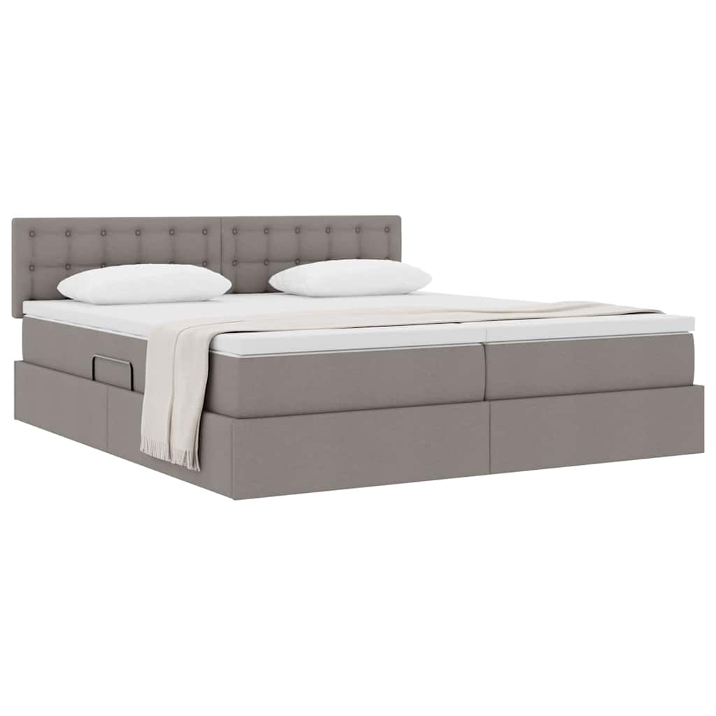 vidaXL Aufbewahrungsbett mit Matratze Taupe 200 x 200 cm Kunstleder