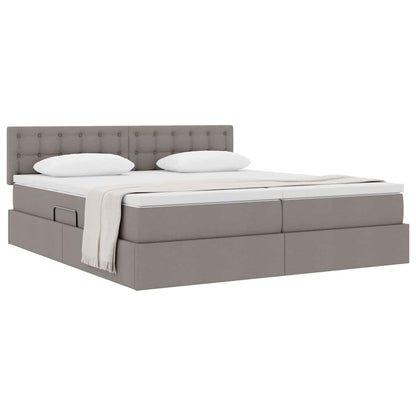 vidaXL Aufbewahrungsbett mit Matratze Taupe 200 x 200 cm Kunstleder